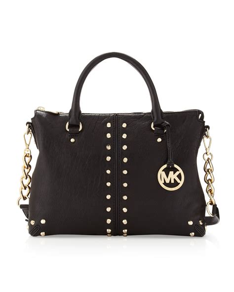 michael kors black handbag silver studs|michael kors black shiny purse.